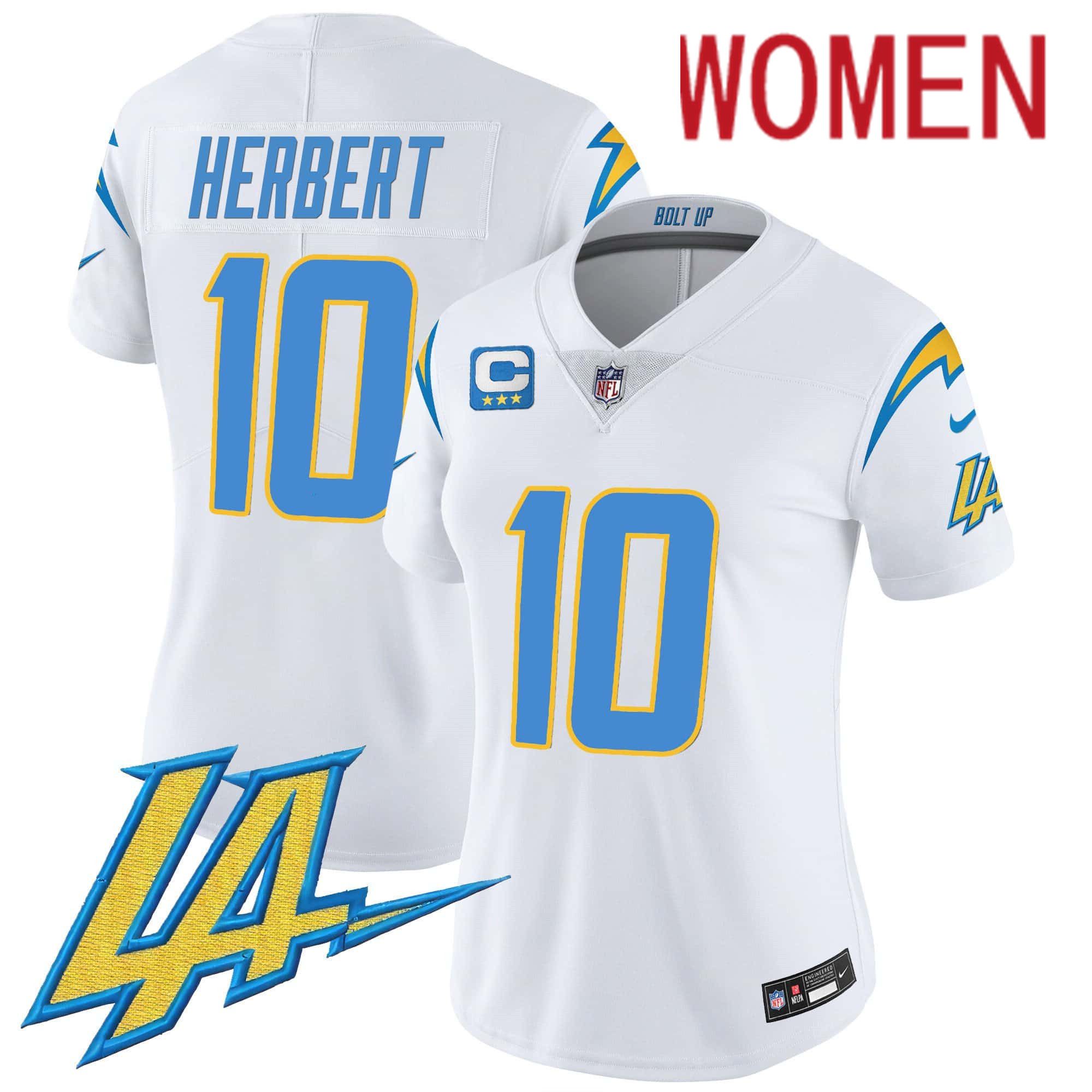 Women Los Angeles Chargers #10 Herbert White 2024 Nike Vapor Limited NFL Jersey->women nfl jersey->Women Jersey